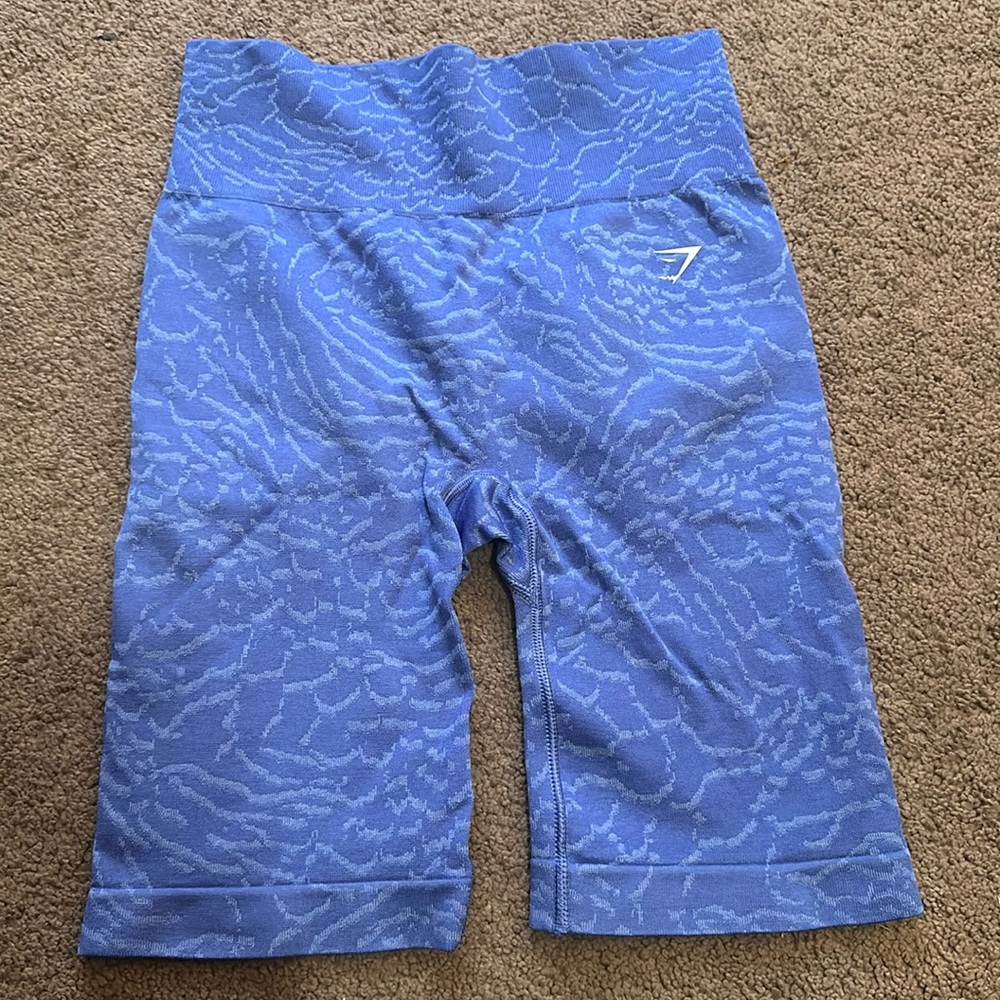 Gymshark Blue Patterned High-Waist Bike Shorts